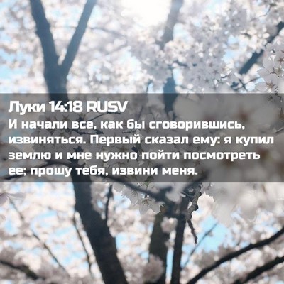 Picture 02 - Луки 14:18 RUSV - И начали все, как бы - Bible Verse Picture