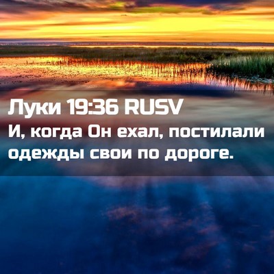 Picture 02 - Луки 19:36 RUSV - И, когда Он ехал, постилали - Bible Verse Picture