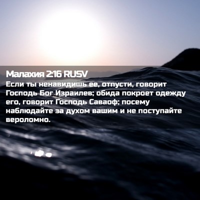 Picture 02 - Малахия 2:16 RUSV - Если ты ненавидишь ее, - Bible Verse Picture