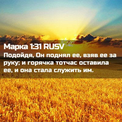 Picture 02 - Марка 1:31 RUSV - Подойдя, Он поднял ее, взяв - Bible Verse Picture