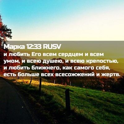 Picture 02 - Марка 12:33 RUSV - и любить Его всем сердцем и - Bible Verse Picture