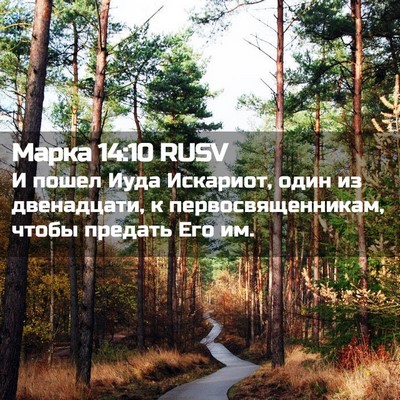 Picture 02 - Марка 14:10 RUSV - И пошел Иуда Искариот, один - Bible Verse Picture
