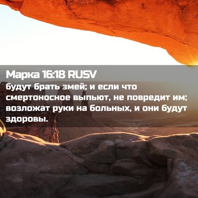 Picture 02 - Марка 16:18 RUSV - будут брать змей; и если - Bible Verse Picture
