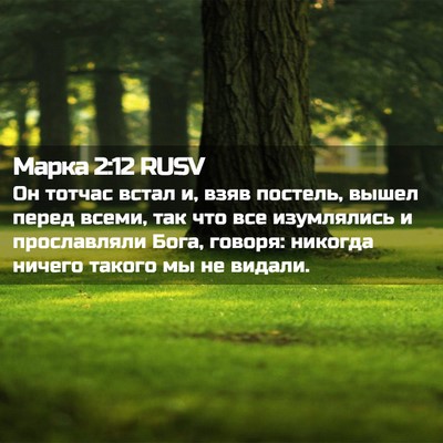 Picture 02 - Марка 2:12 RUSV - Он тотчас встал и, взяв - Bible Verse Picture