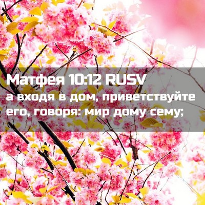 Picture 02 - Матфея 10:12 RUSV - а входя в дом, - Bible Verse Picture