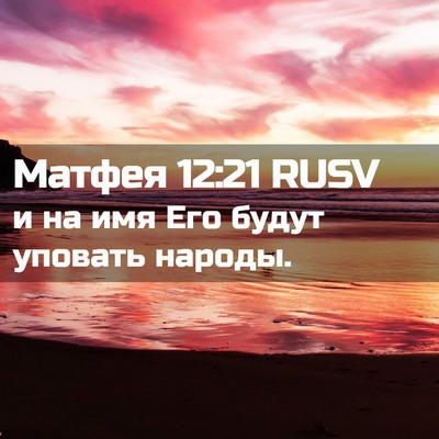 Picture 02 - Матфея 12:21 RUSV - и на имя Его будут уповать - Bible Verse Picture
