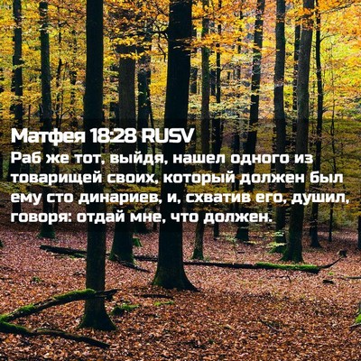 Picture 02 - Матфея 18:28 RUSV - Раб же тот, выйдя, нашел - Bible Verse Picture