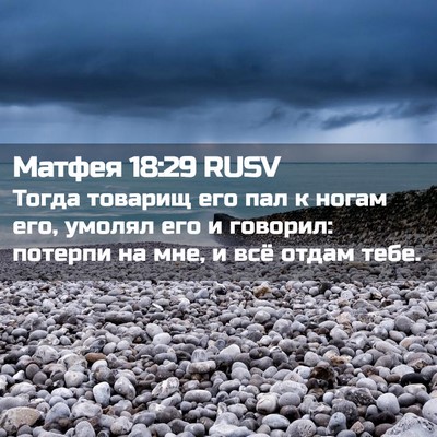 Picture 02 - Матфея 18:29 RUSV - Тогда товарищ его пал к - Bible Verse Picture