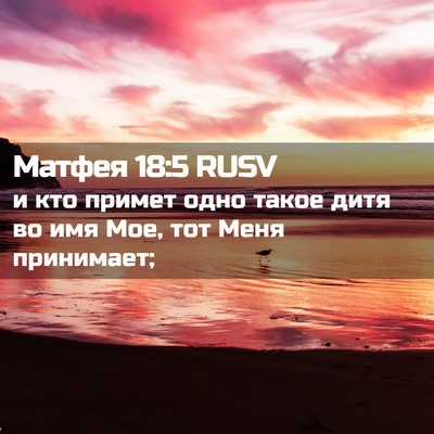 Picture 02 - Матфея 18:5 RUSV - и кто примет одно такое - Bible Verse Picture