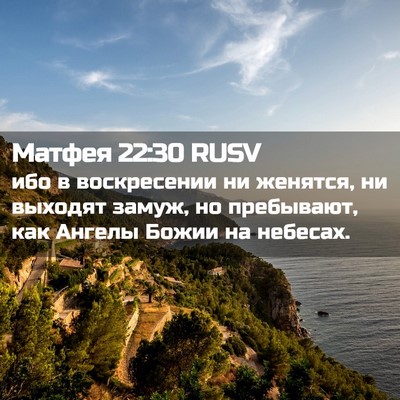 Picture 02 - Матфея 22:30 RUSV - ибо в воскресении ни - Bible Verse Picture