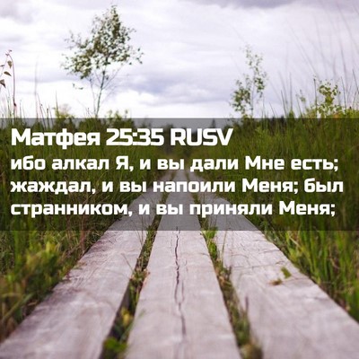 Picture 02 - Матфея 25:35 RUSV - ибо алкал Я, и вы дали Мне - Bible Verse Picture
