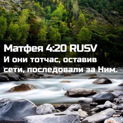Picture 02 - Матфея 4:20 RUSV - И они тотчас, оставив сети, - Bible Verse Picture