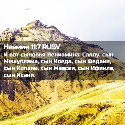 Picture 02 - Неемия 11:7 RUSV - И вот сыновья Вениамина: - Bible Verse Picture