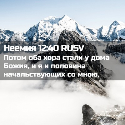 Picture 02 - Неемия 12:40 RUSV - Потом оба хора стали у дома - Bible Verse Picture