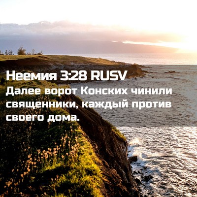 Picture 02 - Неемия 3:28 RUSV - Далее ворот Конских чинили - Bible Verse Picture