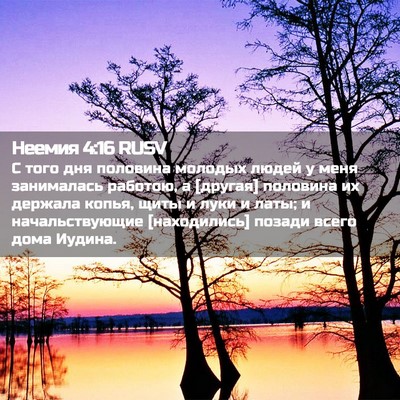 Picture 02 - Неемия 4:16 RUSV - С того дня половина - Bible Verse Picture