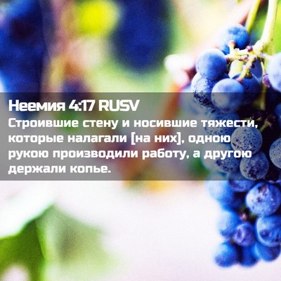 Picture 02 - Неемия 4:17 RUSV - Строившие стену и носившие - Bible Verse Picture