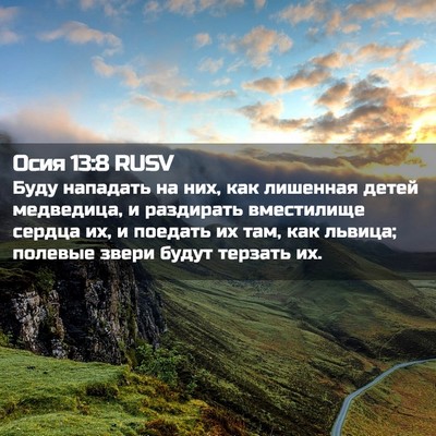Picture 02 - Осия 13:8 RUSV - Буду нападать на них, как - Bible Verse Picture