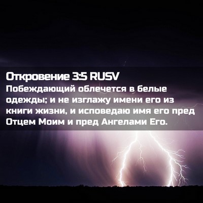Picture 02 - Откровение 3:5 RUSV - Побеждающий облечется в - Bible Verse Picture