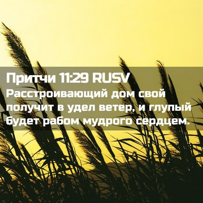 Picture 02 - Притчи 11:29 RUSV - Расстроивающий дом свой - Bible Verse Picture