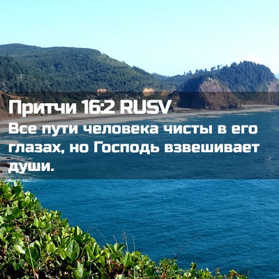 Picture 02 - Притчи 16:2 RUSV - Все пути человека чисты в - Bible Verse Picture