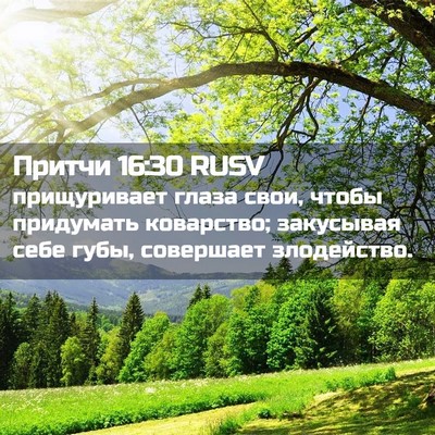 Picture 02 - Притчи 16:30 RUSV - прищуривает глаза свои, - Bible Verse Picture