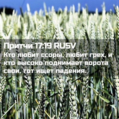 Picture 02 - Притчи 17:19 RUSV - Кто любит ссоры, любит - Bible Verse Picture