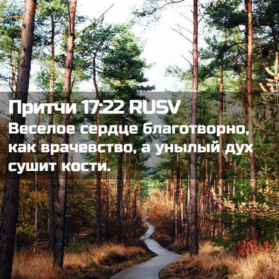 Picture 02 - Притчи 17:22 RUSV - Веселое сердце - Bible Verse Picture