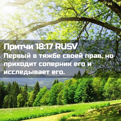 Picture 02 - Притчи 18:17 RUSV - Первый в тяжбе своей прав, - Bible Verse Picture