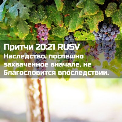 Picture 02 - Притчи 20:21 RUSV - Наследство, поспешно - Bible Verse Picture
