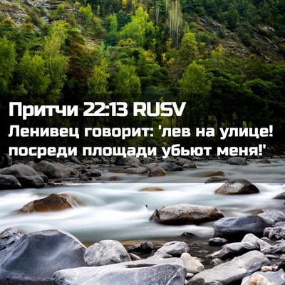Picture 02 - Притчи 22:13 RUSV - Ленивец говорит: 'лев на - Bible Verse Picture