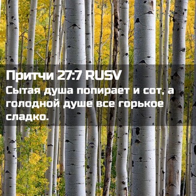 Picture 02 - Притчи 27:7 RUSV - Сытая душа попирает и сот, - Bible Verse Picture