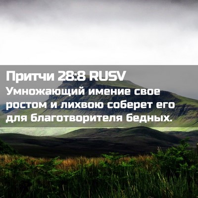 Picture 02 - Притчи 28:8 RUSV - Умножающий имение свое - Bible Verse Picture