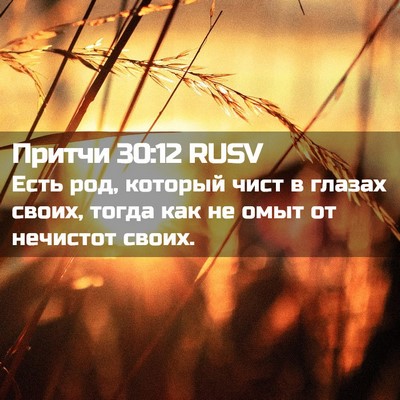 Picture 02 - Притчи 30:12 RUSV - Есть род, который чист в - Bible Verse Picture