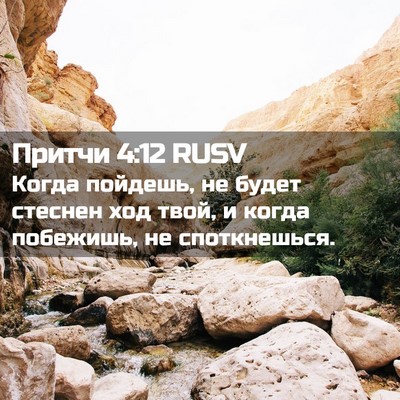 Picture 02 - Притчи 4:12 RUSV - Когда пойдешь, не будет - Bible Verse Picture