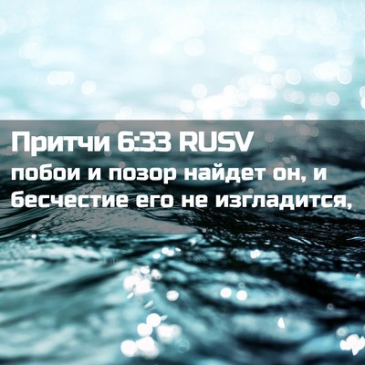 Picture 02 - Притчи 6:33 RUSV - побои и позор найдет он, и - Bible Verse Picture