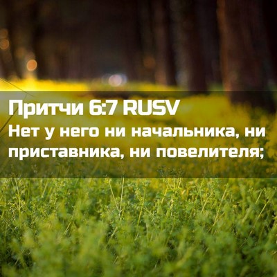 Picture 02 - Притчи 6:7 RUSV - Нет у него ни начальника, - Bible Verse Picture