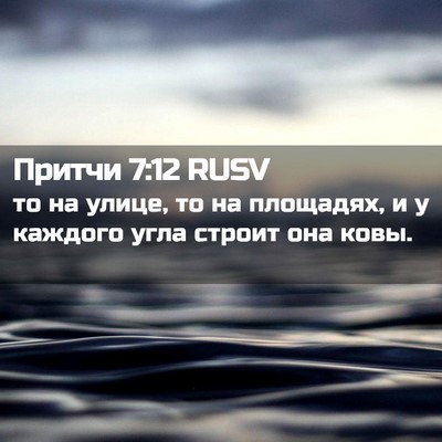 Picture 02 - Притчи 7:12 RUSV - то на улице, то на площадях, - Bible Verse Picture