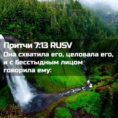 Picture 02 - Притчи 7:13 RUSV - Она схватила его, целовала - Bible Verse Picture