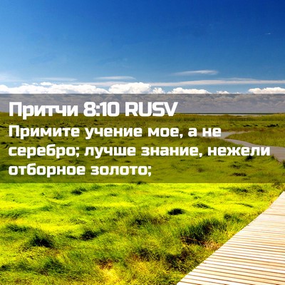 Picture 02 - Притчи 8:10 RUSV - Примите учение мое, а не - Bible Verse Picture