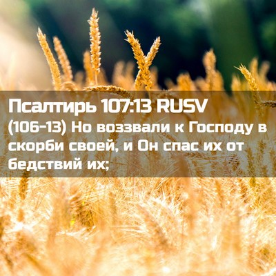 Picture 02 - Псалтирь 107:13 RUSV - (106-13) Но воззвали к Господу - Bible Verse Picture