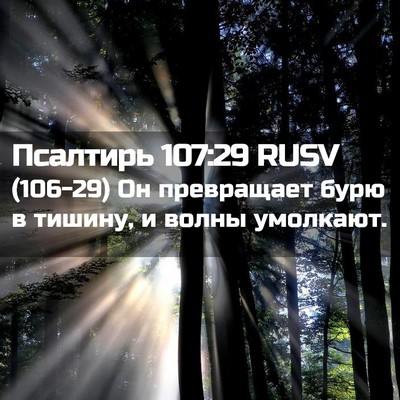 Picture 02 - Псалтирь 107:29 RUSV - (106-29) Он превращает бурю в - Bible Verse Picture