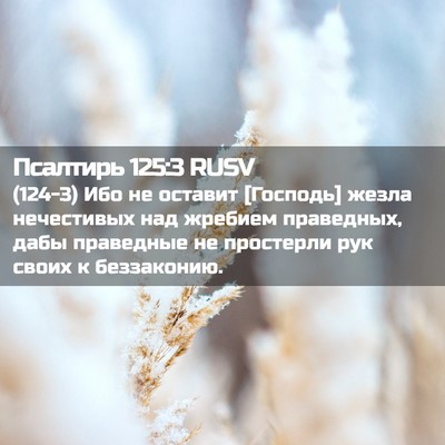 Picture 02 - Псалтирь 125:3 RUSV - (124-3) Ибо не оставит - Bible Verse Picture
