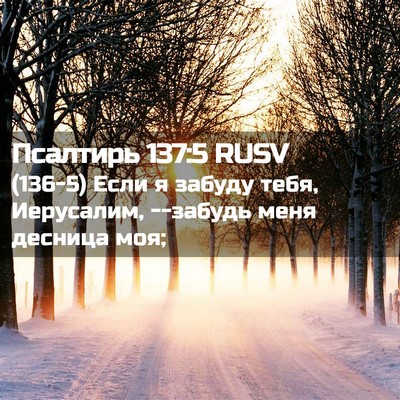 Picture 02 - Псалтирь 137:5 RUSV - (136-5) Если я забуду тебя, - Bible Verse Picture