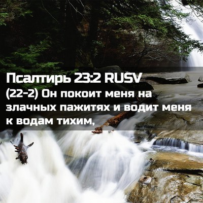 Picture 02 - Псалтирь 23:2 RUSV - (22-2) Он покоит меня на - Bible Verse Picture