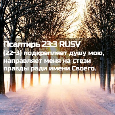 Picture 02 - Псалтирь 23:3 RUSV - (22-3) подкрепляет душу мою, - Bible Verse Picture