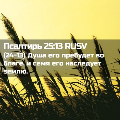 Picture 02 - Псалтирь 25:13 RUSV - (24-13) Душа его пребудет во - Bible Verse Picture