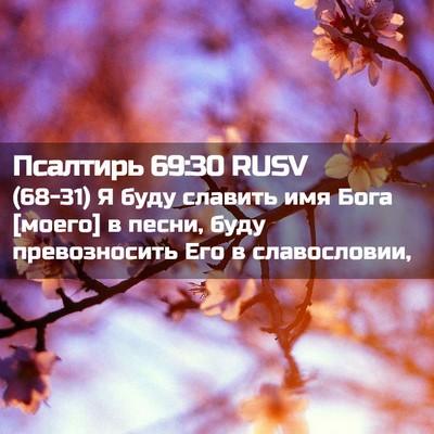 Picture 02 - Псалтирь 69:30 RUSV - (68-31) Я буду славить имя - Bible Verse Picture