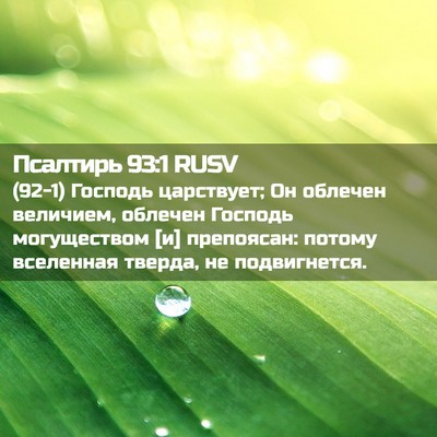 Picture 02 - Псалтирь 93:1 RUSV - (92-1) Господь царствует; Он - Bible Verse Picture