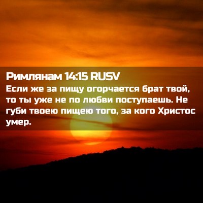 Picture 02 - Римлянам 14:15 RUSV - Если же за пищу огорчается - Bible Verse Picture